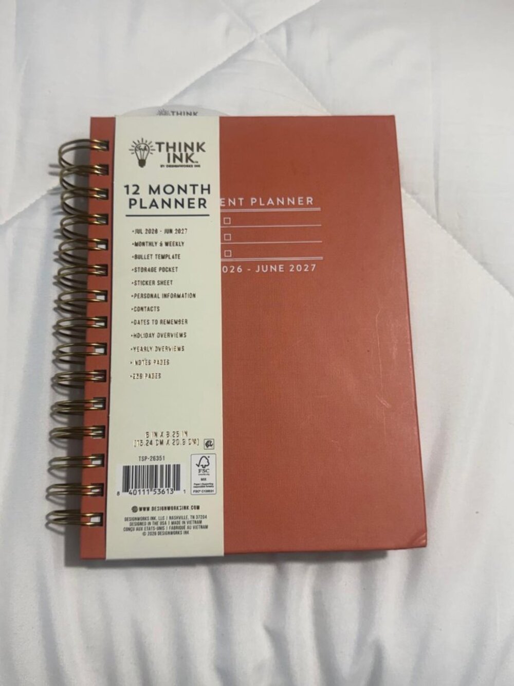 12 Month planner June 2026 - July 2027